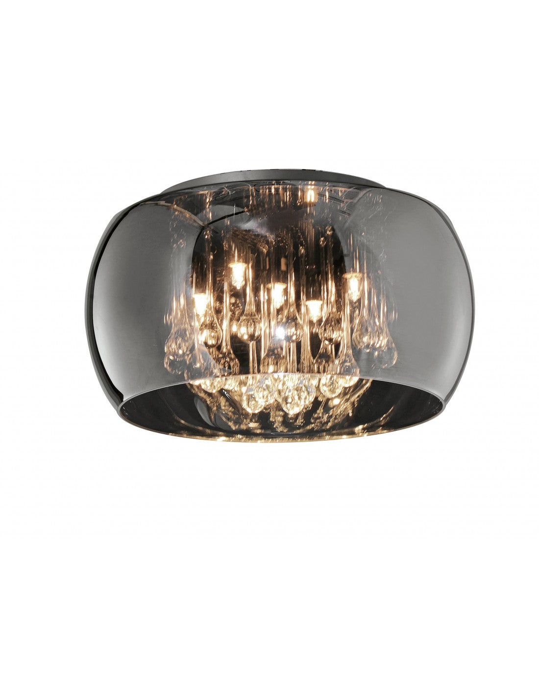 Lámpara de techo Steam de cristal cromado y colgantes Ø40 cm Trio Lighting