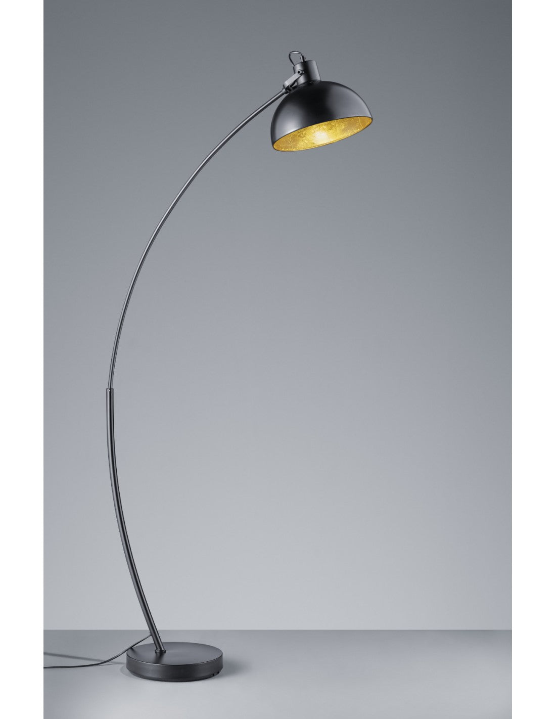Recife Lámpara de pie arqueada 1 x E27 pantalla metal negro interior dorado Trio Lighting