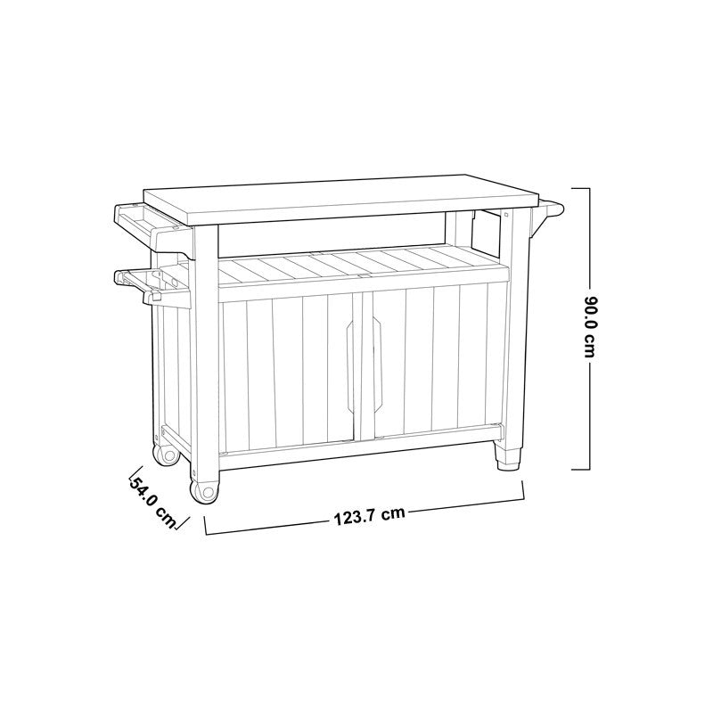 Mesa de resina para barbacoa 2 puertas color grafito 123,7x54xh.90h cm