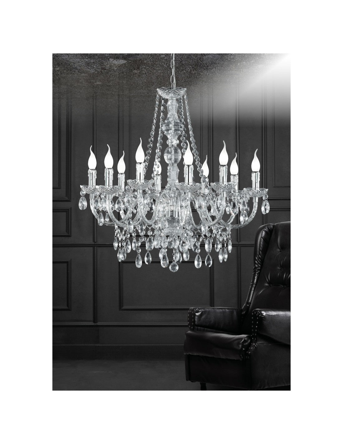 Araña clásica 10 luces Lüster Chrome Colgantes decorativos Trio Lighting