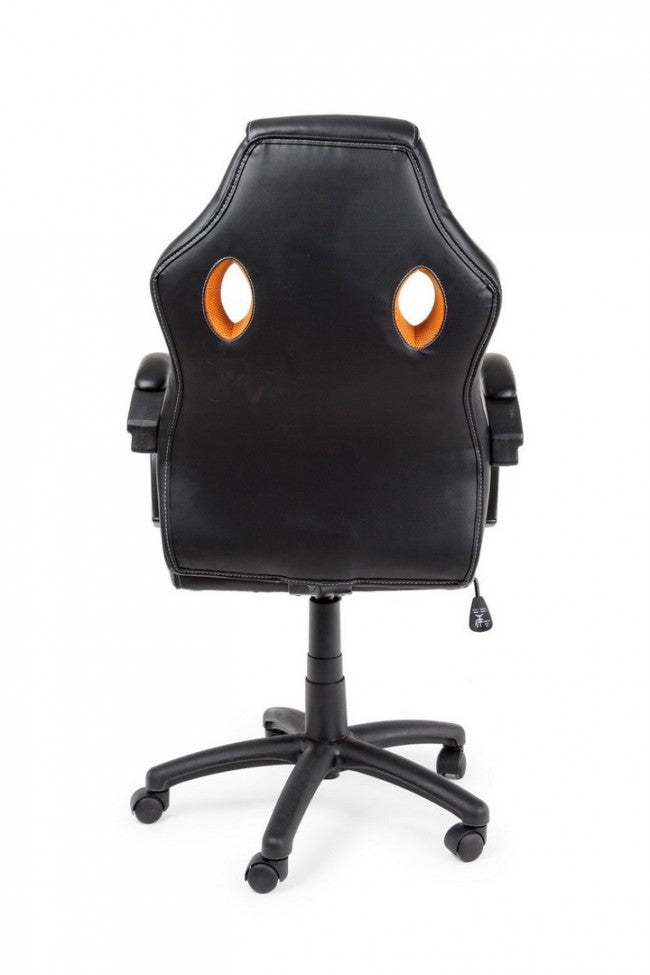 Sillón de oficina con pulseras Racing negro-naranja en símil piel