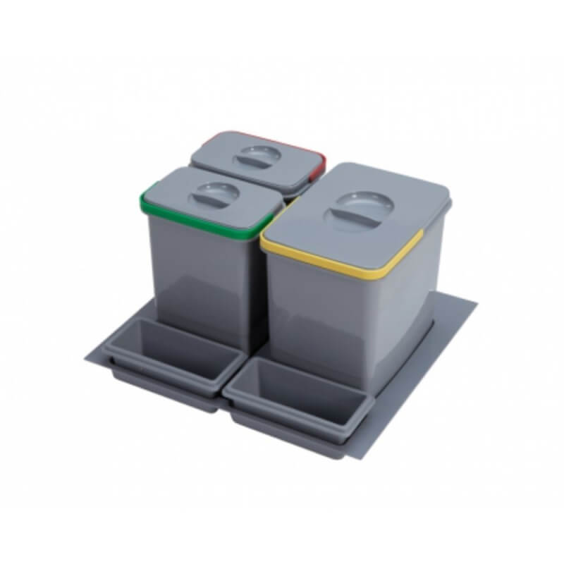 Papelera bajo fregadero Pratiko600 con tres cubos