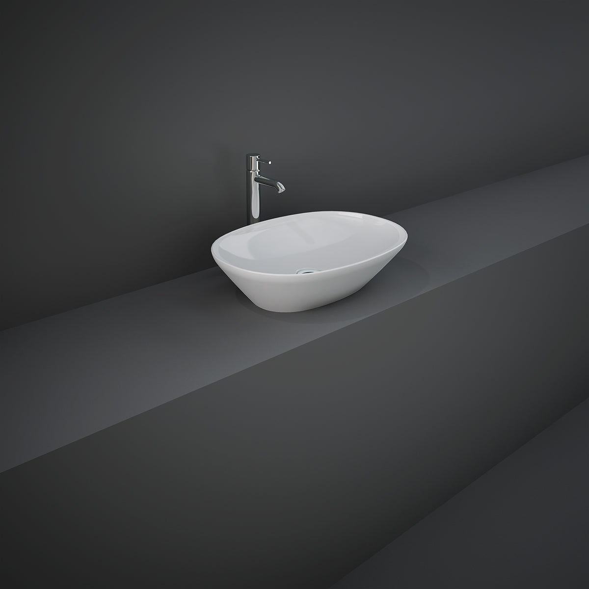 Lavabo sobre encimera ovalado sin agujero - 50x36 cm, blanco