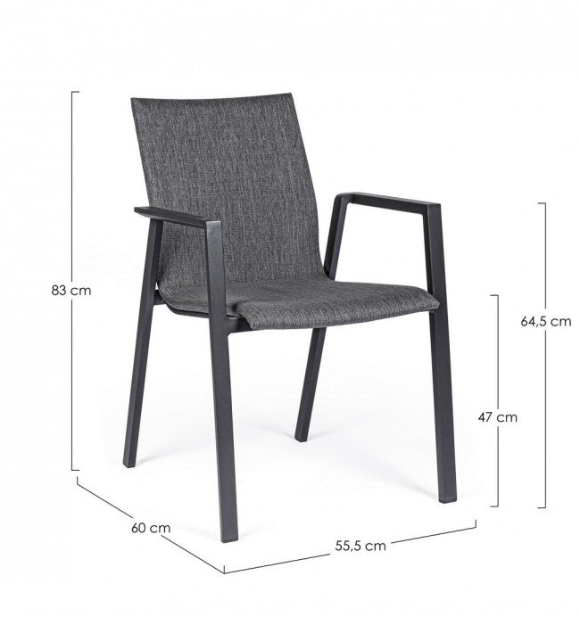 Silla de jardín antracita con brazos Bizzotto