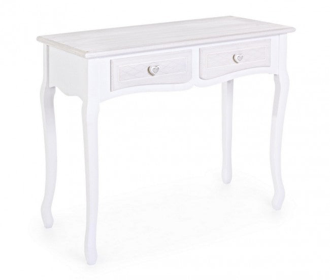 Consola Shabby de MDF con dos cajones Blanco CHARELENE L 90x40x h78 cm
