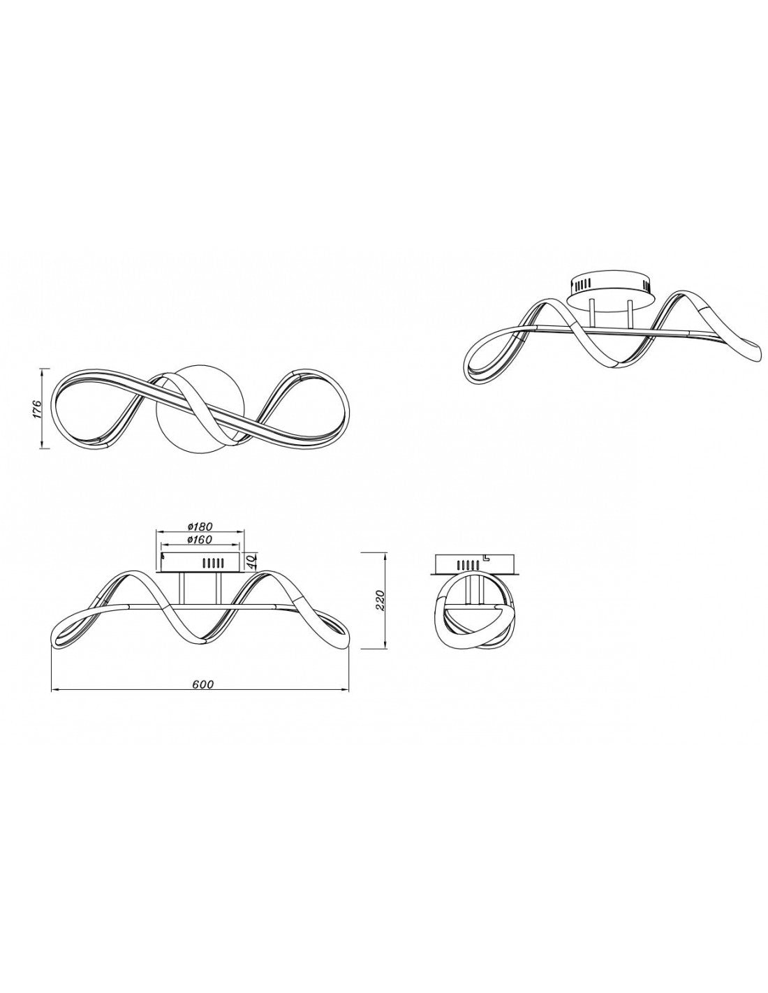Plafón Perugia Design Fiocco Cromo Led Dimmer 4000k Trio Lighting