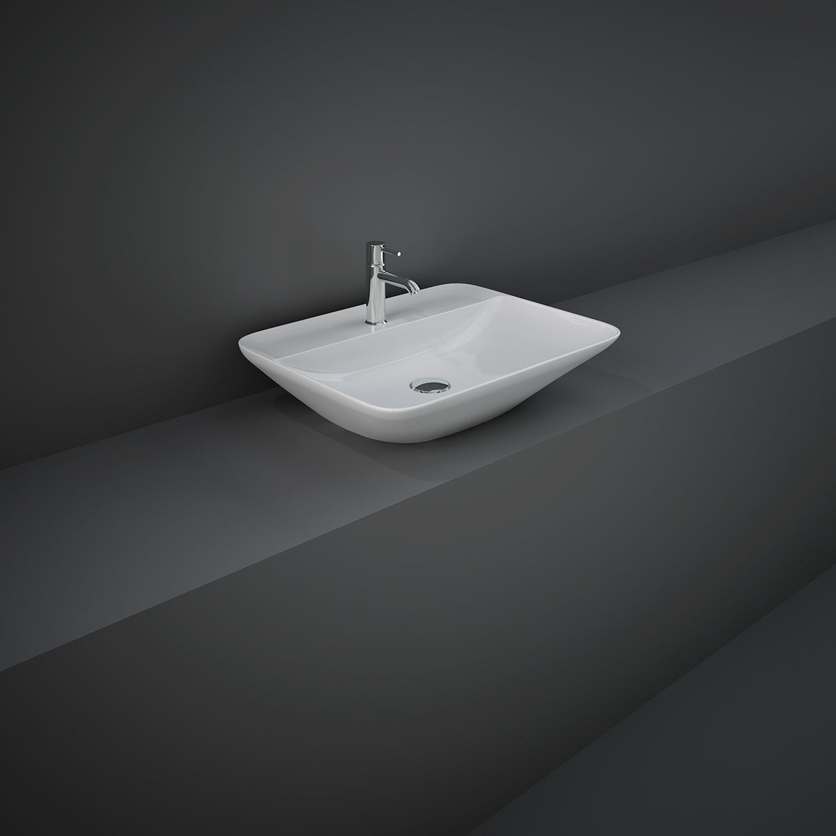 Lavabo sobre encimera rectangular 55x42cm, blanco