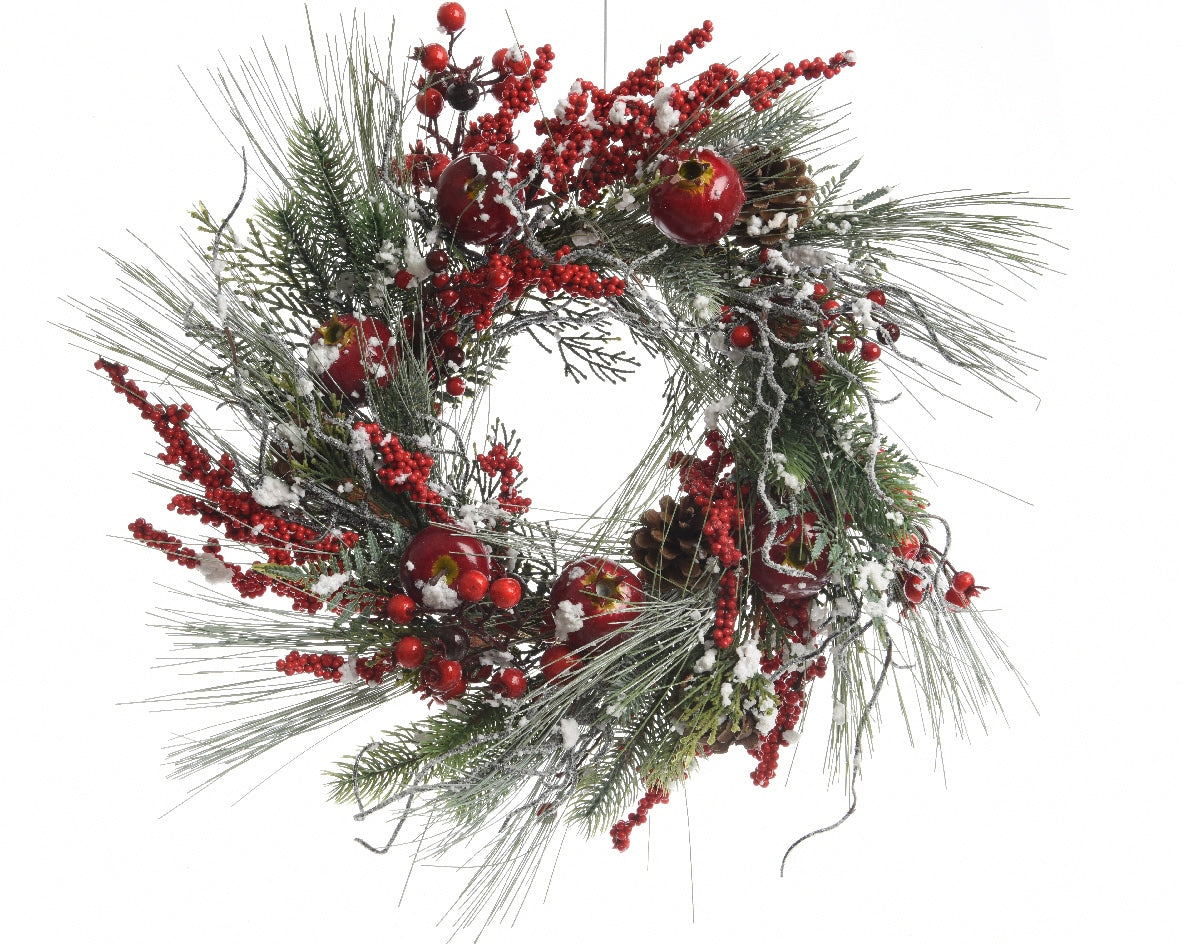 Ghirlanda Decorativa Frost con Bacche Miste Verdi 40x13cm