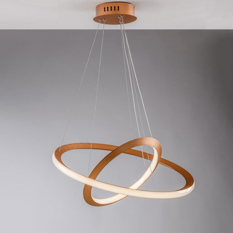 Lámpara de araña moderna de metal y aluminio LED dorado integrado 60x40x h150 cm