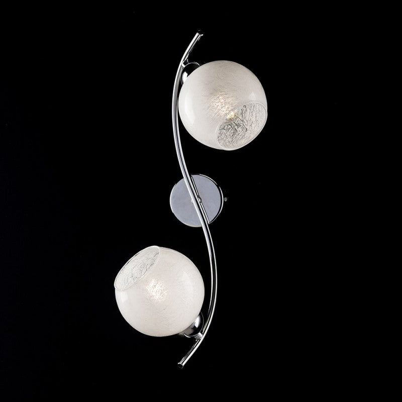 Plafón de hierro cromado brillo con cristal blanco 2 luces 45x25xh.21 cm