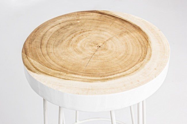 Taburete de bar de madera blanco estilo natural