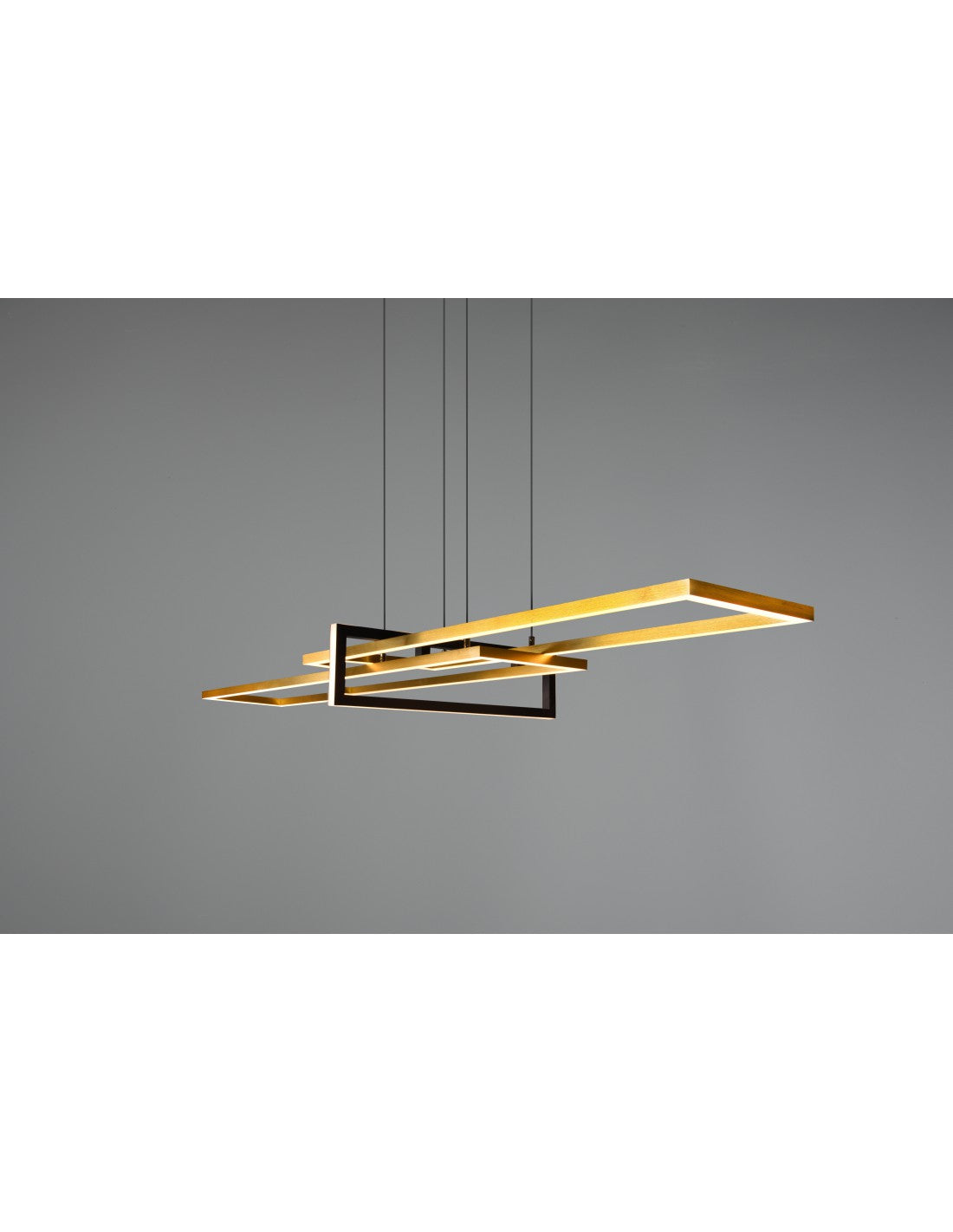 Salinas Suspensión 3 Rectángulos LED 34w Oro-Negro L110 cm Regulable Trio Lighting