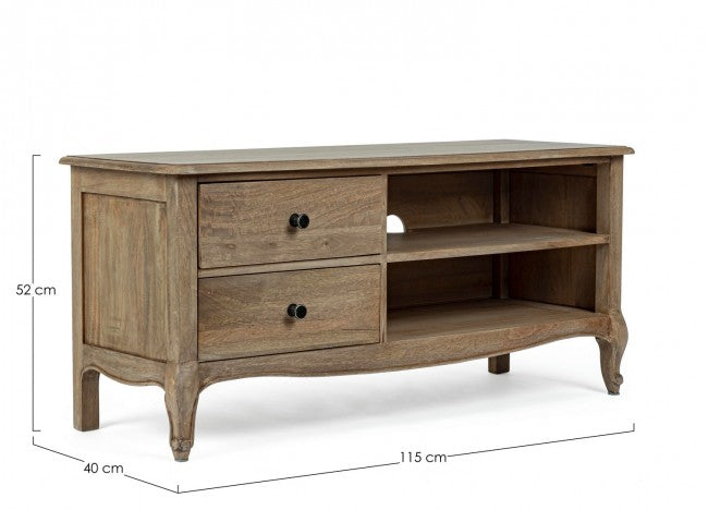 Mueble TV de madera de estilo clásico con 2 cajones