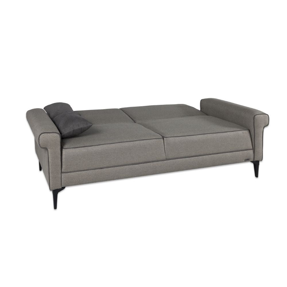 Divano letto Silvera 3 posti tessuto spigato grigio marrone EFFEZ