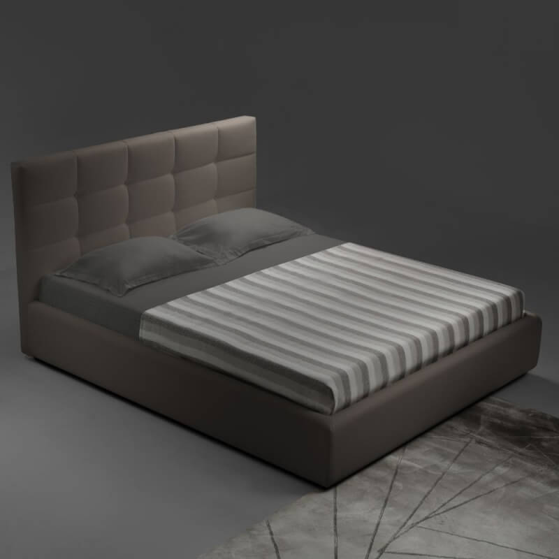 Cama tamaño queen con contenedor Napoli gris paloma