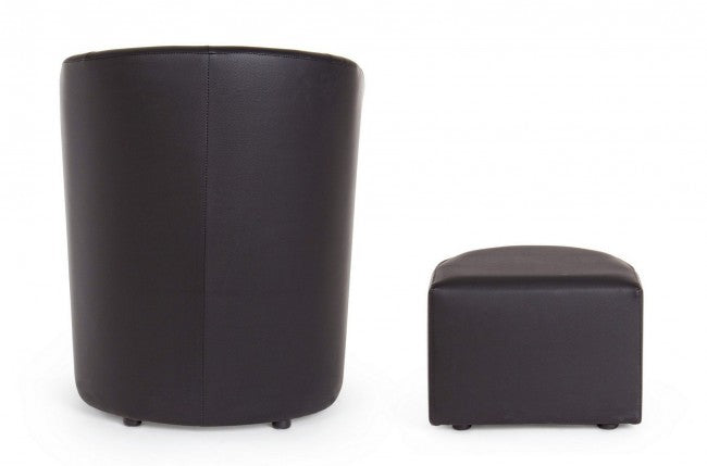 Sillón de piel sintética con puf extraíble Negro RITA 64,5x 59,5x h78 cm