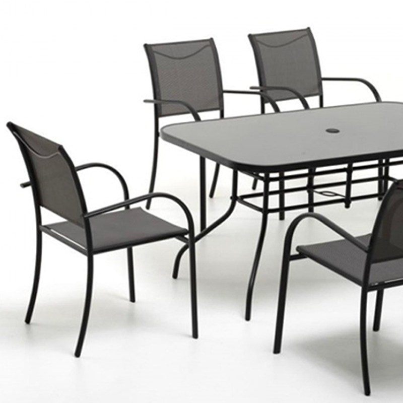 Juego de comedor de hierro de siete piezas PLAYA antracita