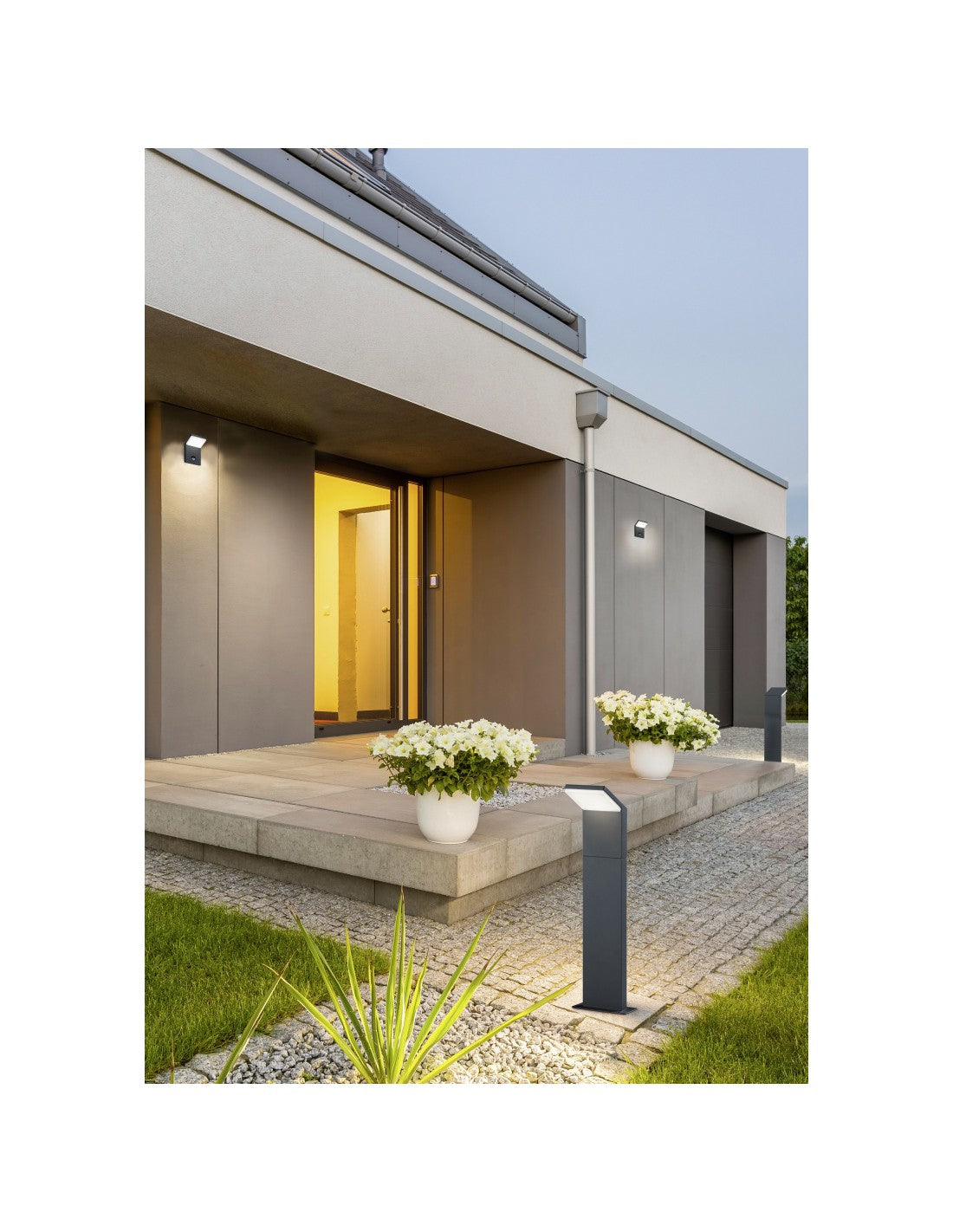 Iluminación exterior Led Pearl con sensor de movimiento antracita IP54, trío de iluminación