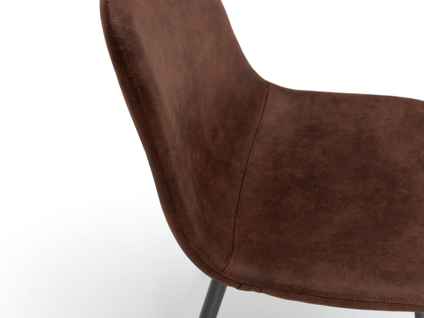 4x Silla de piel sintética con asiento marrón 44x50x84 cm