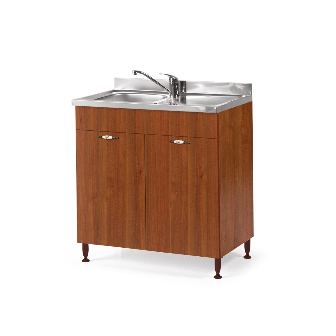 Fregadero de cocina antiguo de nogal con 2 puertas 80x50xA 85 cm