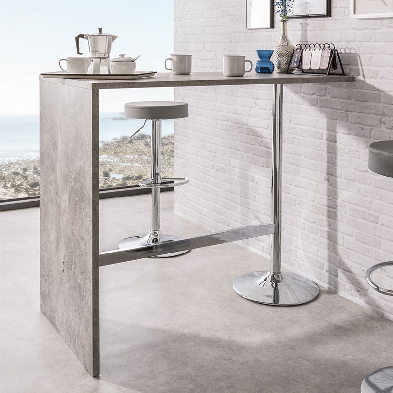 Penisola rettangolare colore cemento con gamba cromata 120x60xh.105 cm EFFEZ