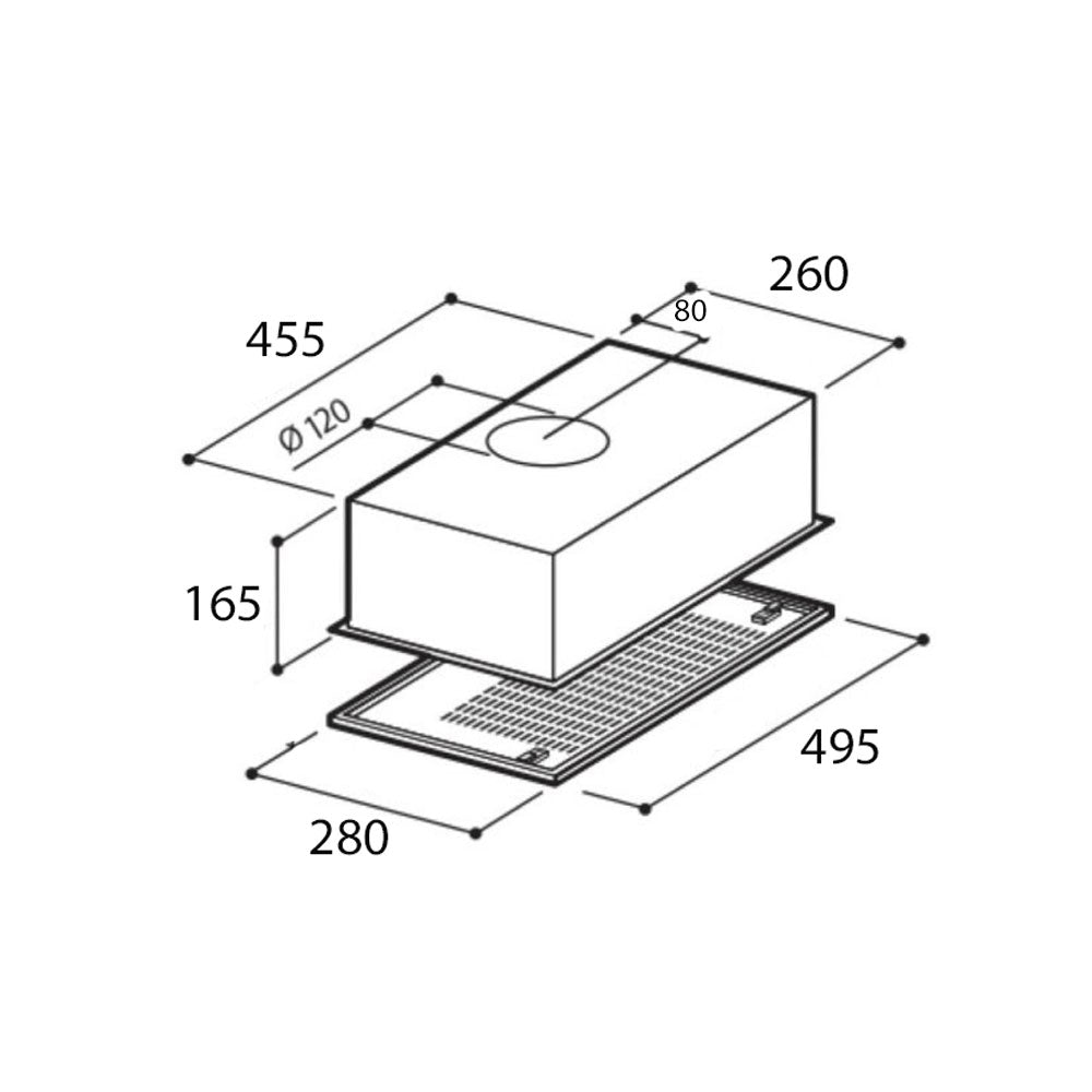 Campana extractora empotrable bajo mueble color gris 49,5x28 cm