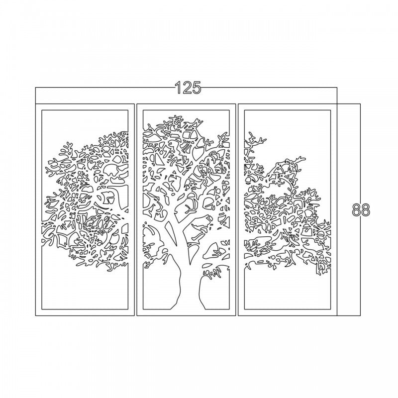 Decoración de pared moderna con cuadro de árbol negro.