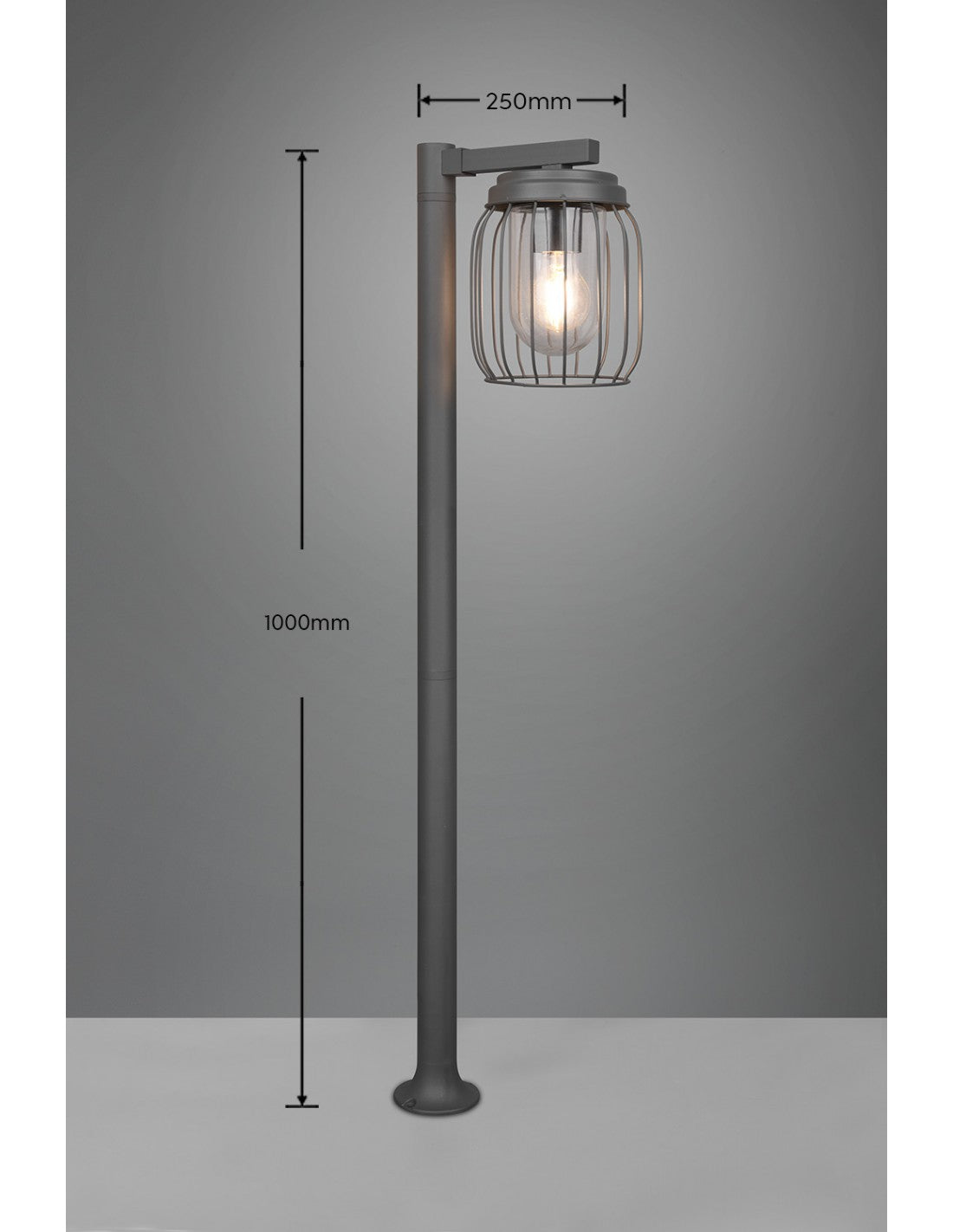 Tuela Outdoor Pole Difusor Jaula Metálica Antracita IP44 Trio Lighting