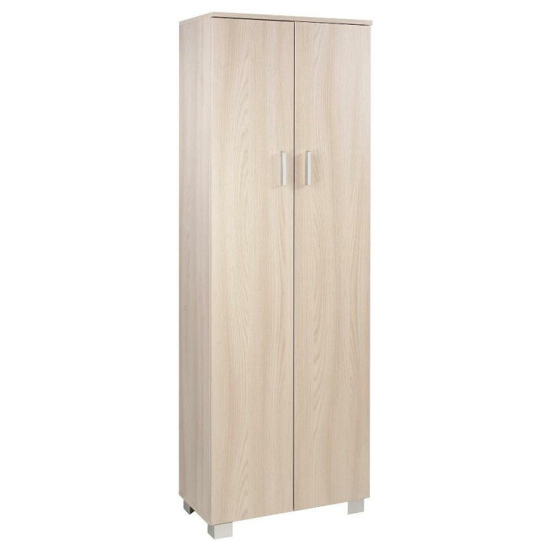 Zapatero multiusos con dos puertas y cinco estantes en Light Olmo 62x34x h178 cm