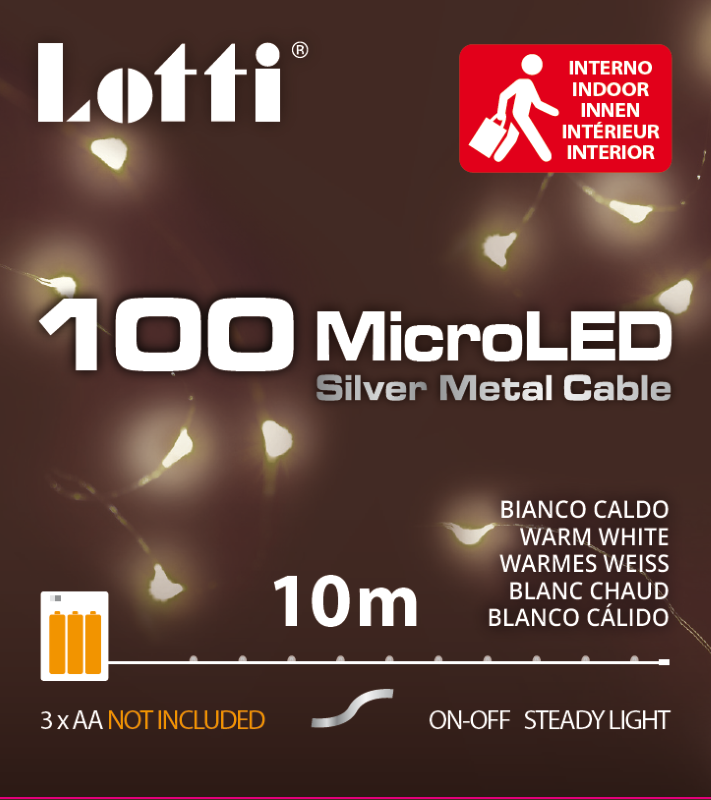 Cadena de 10m de 100 micro LEDs de color blanco cálido