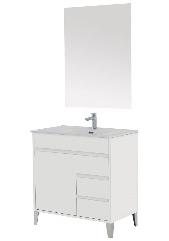 Composición de baño Línea Mondo Lacado Blanco una puerta tres cajones 82x47x h85 cm