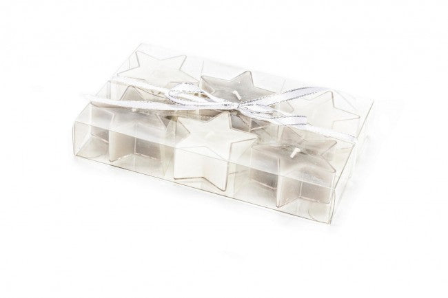 Paquete de 12x6 velas de té de estrella blanca