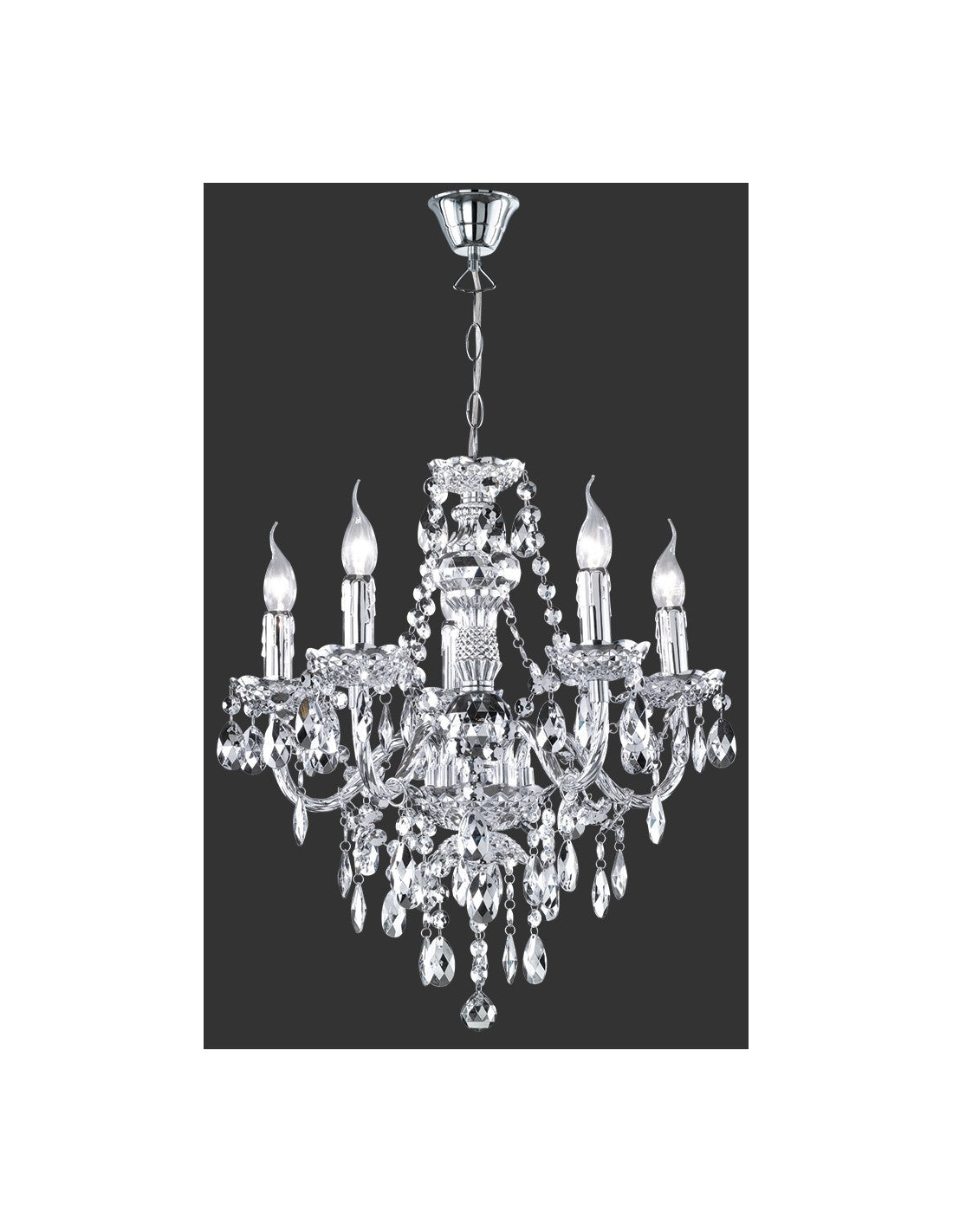 Lámpara de Araña con Brazos 5 Luces Lüster Classic Cromo con Trio Iluminación Colgantes
