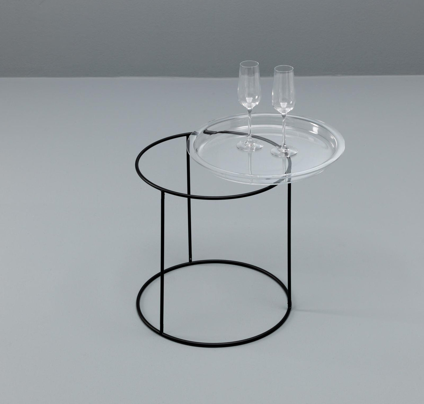 Mesa de centro con tapa de cristal templado y base negra 40x40 cm