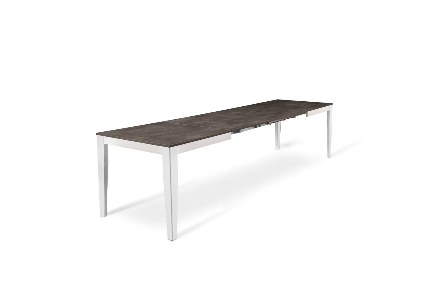 Mesa extensible hormigón gris-metal blanco 90 cm x 156- 316 cm Alt. 76 cm