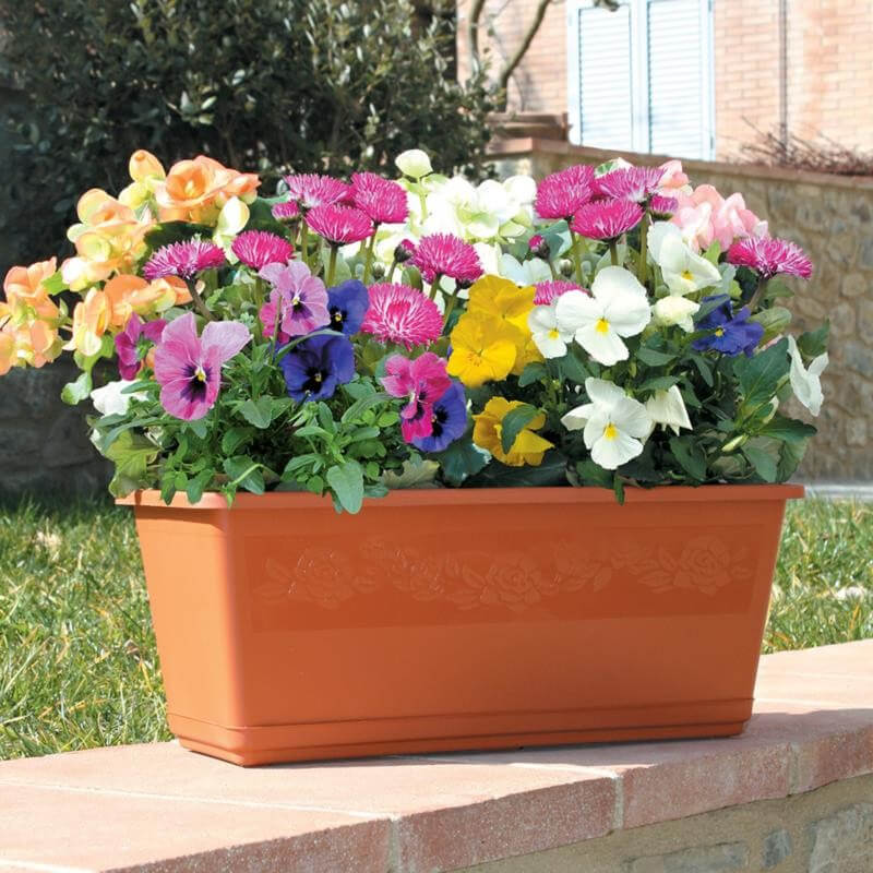 Balconella Macetero Jarrón con Platillo 40cm Bama Plástico Terracota