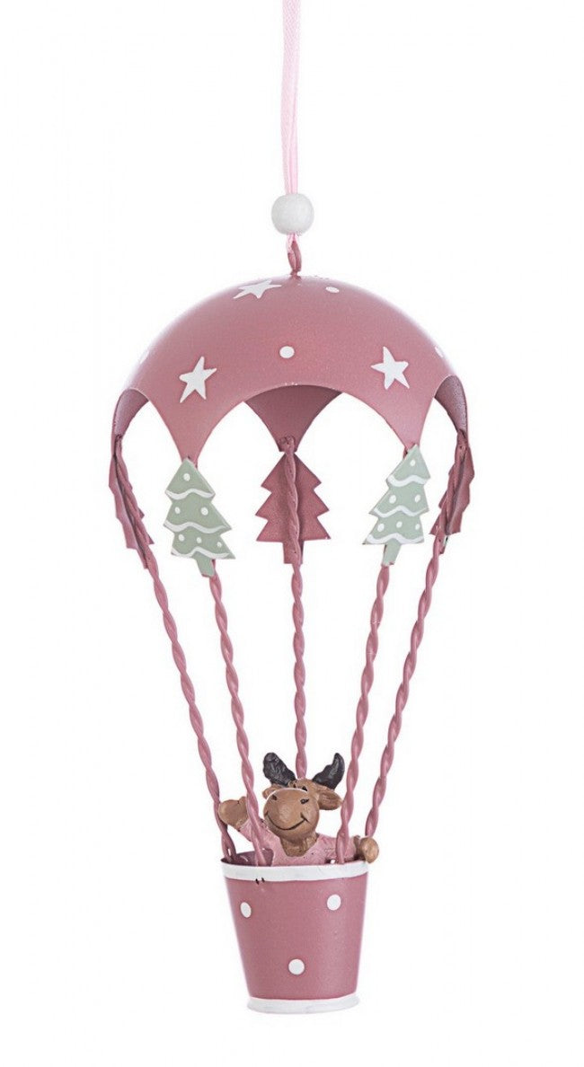 6x Colgante de globo aerostático con reno rosa Felicia
