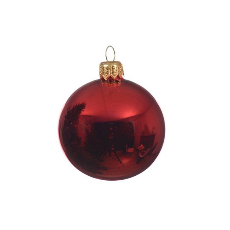 Adorno para árbol de Navidad, bola de cristal rojo brillante, 8 cm