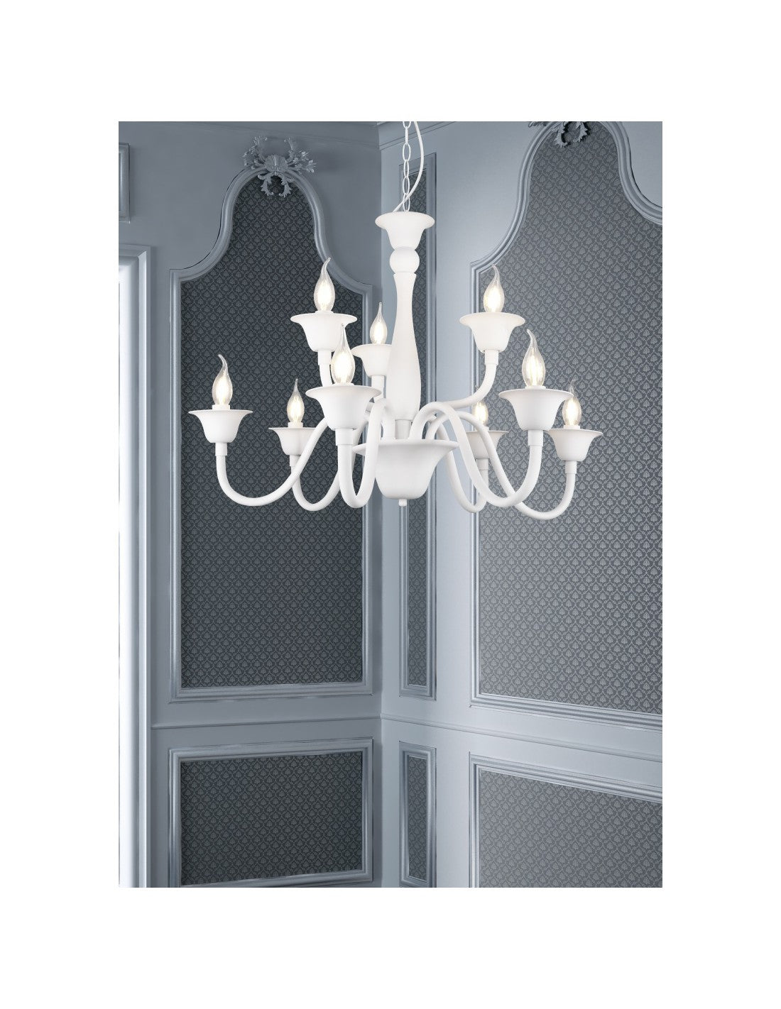 Lámpara De Comedor Blanca 9 Luces Con Cadena Elsa Trio Lighting