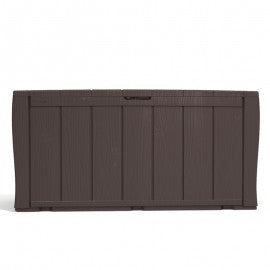 Baúl de resina SHERWOOD efecto madera marrón con ruedas 117x45xh.57,5 cm