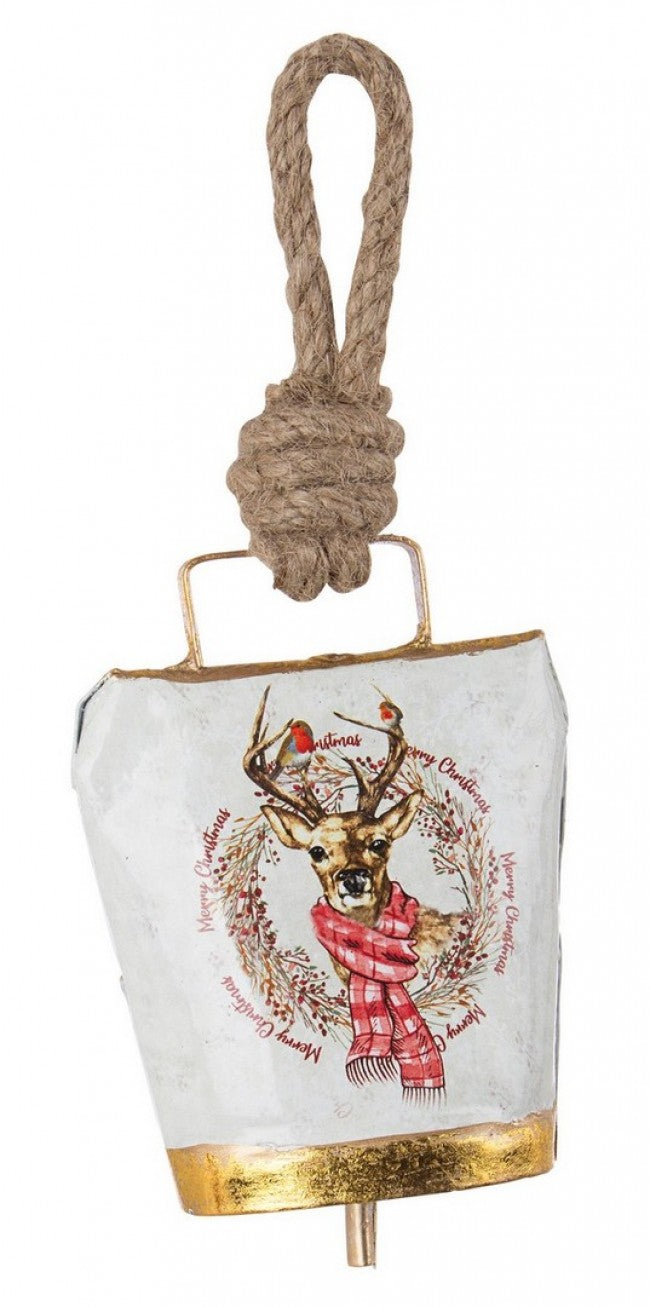 12x Colgante de campana de reno Wendi blanco