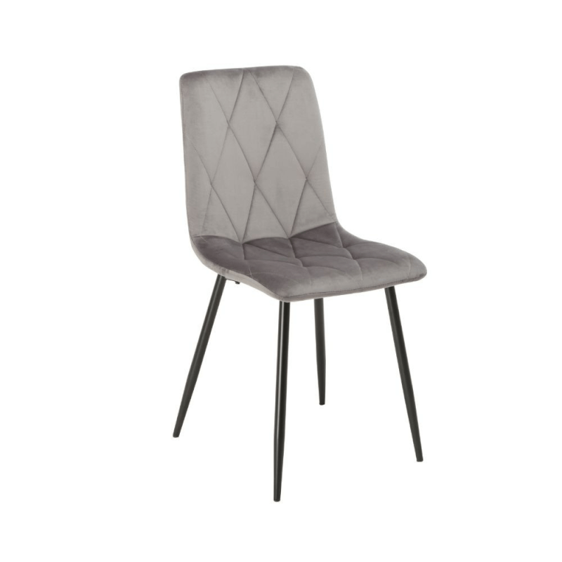 Sedia Okar tessuto grigio cuciture a rombo EFFEZ