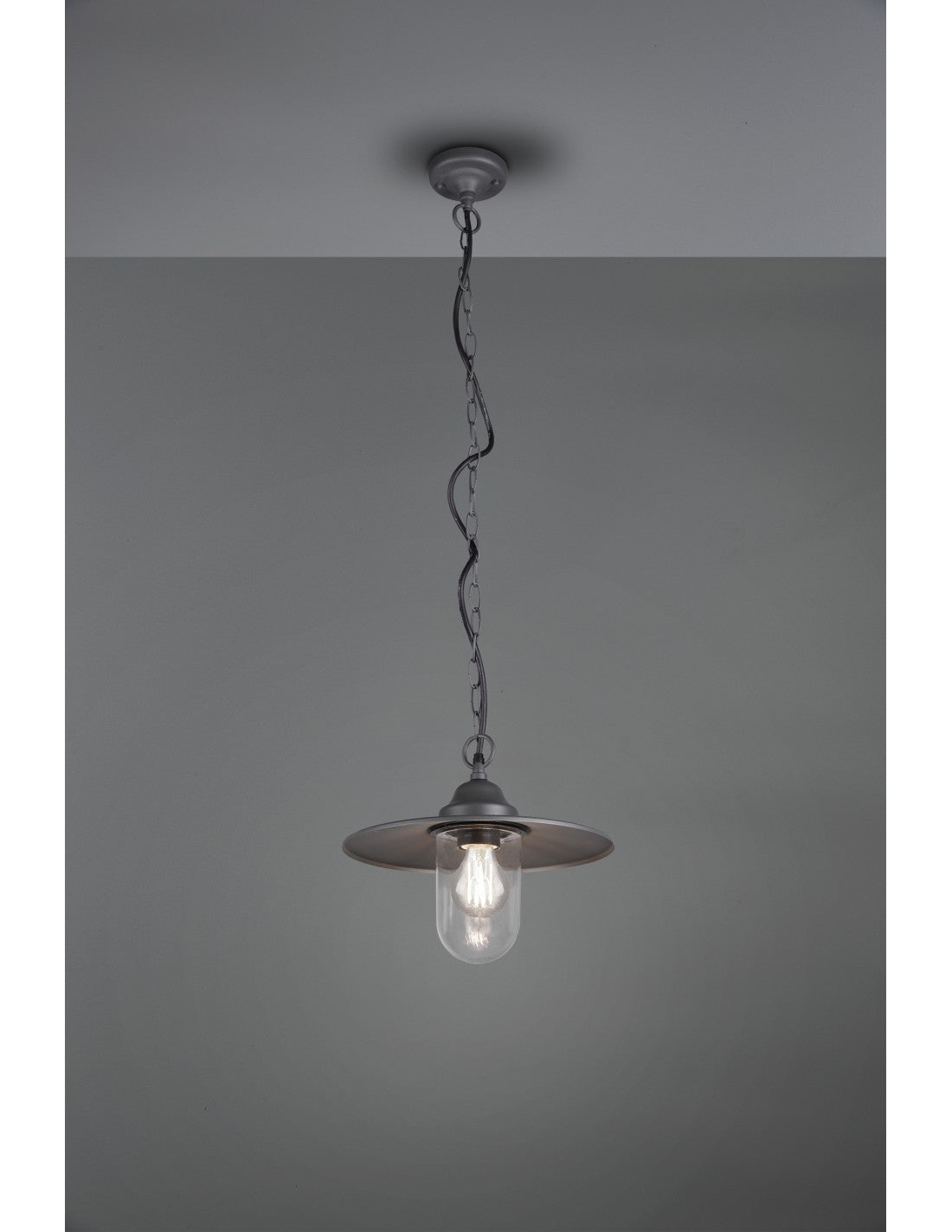 Suspensión 1xE27 Brenta Cristal Antracita Difusor IP44 Trio Lighting