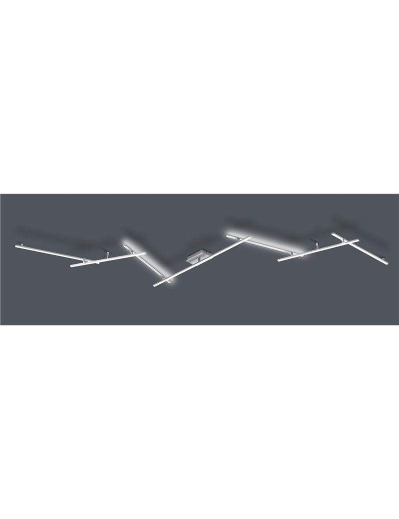 Aplique de techo Indira también retroiluminado con 7 varillas orientables de acero satinado l. LED moderno de 345 cm.