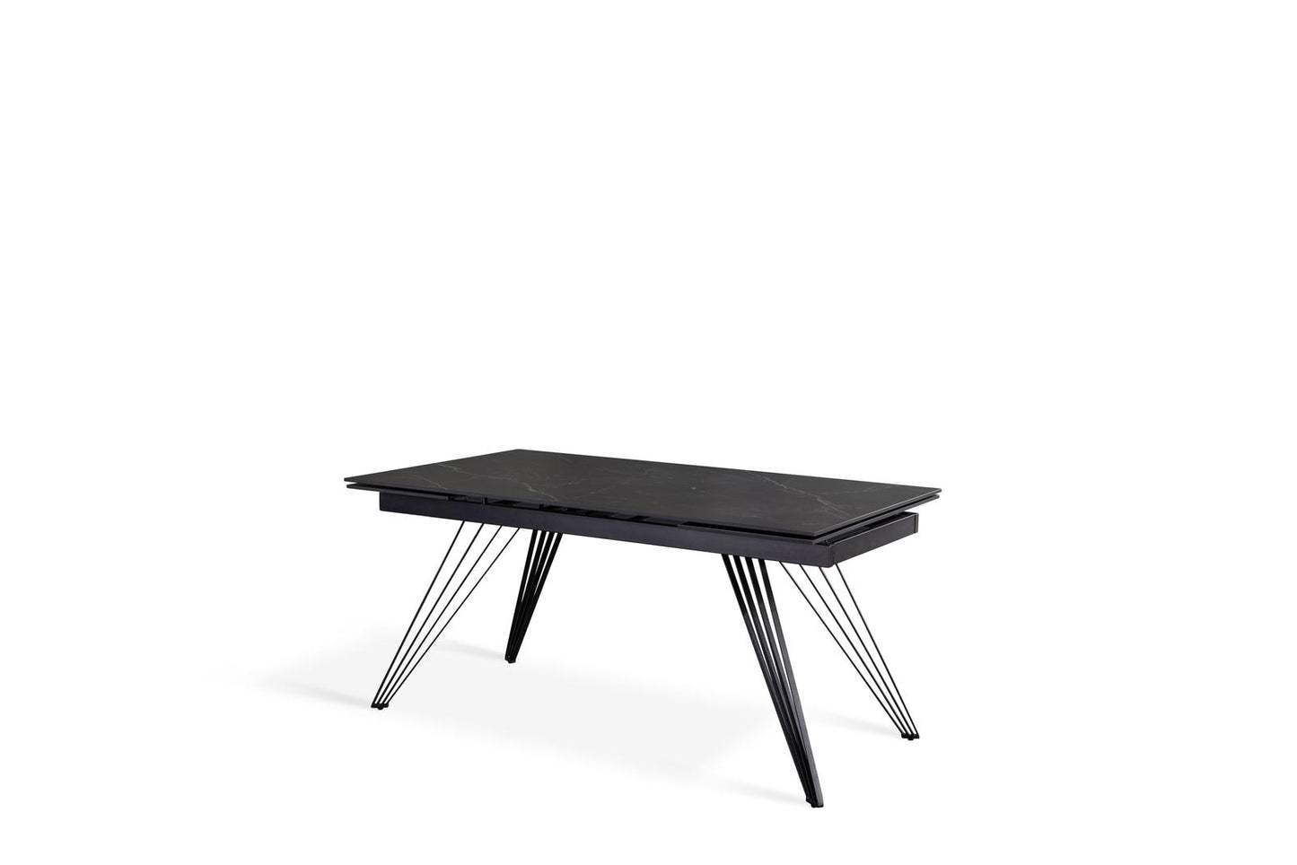 Mesa extensible negro mate 90 cm x 160-240 cm Alt. 76 cm