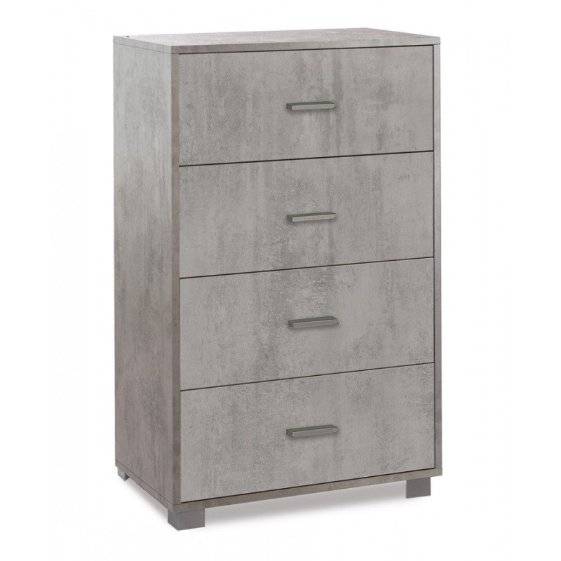 Cómoda de dormitorio con cuatro cajones Beton Cemento 70x41x h112 cm