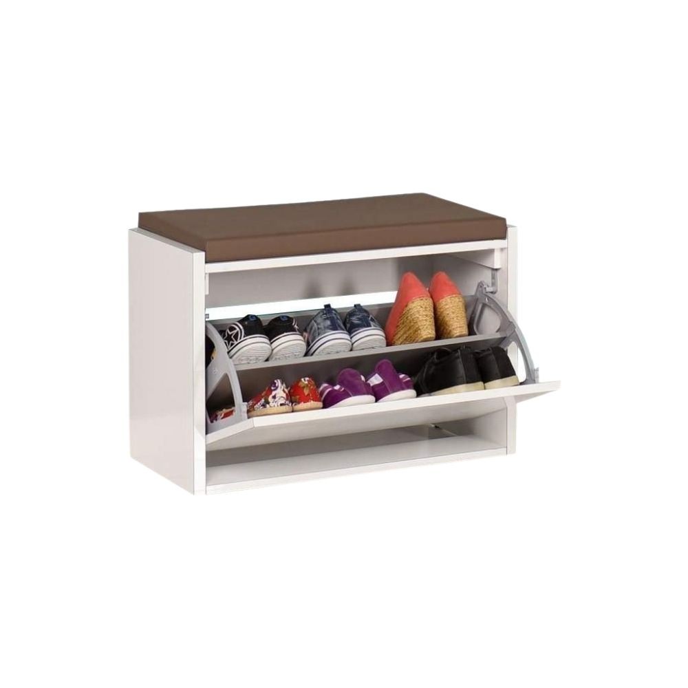 Zapatero con banco Susa color blanco con apertura por solapa