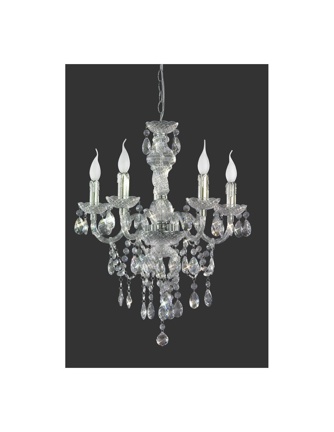 Lámpara de araña clásica Lüster 5xE14 cromada con colgantes transparentes Trio Lighting