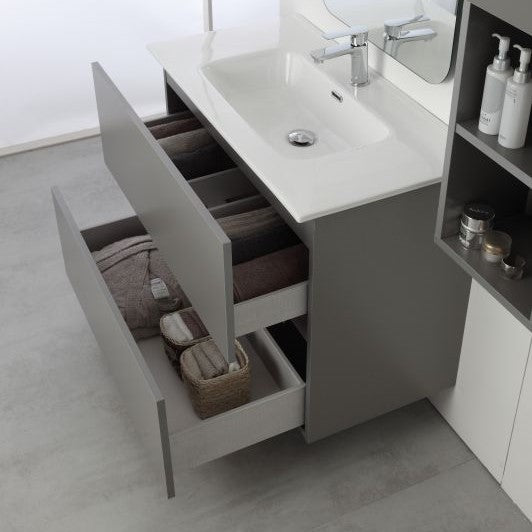 Composición de baño con dos cajones Gris Pastel 90x47x h60 cm