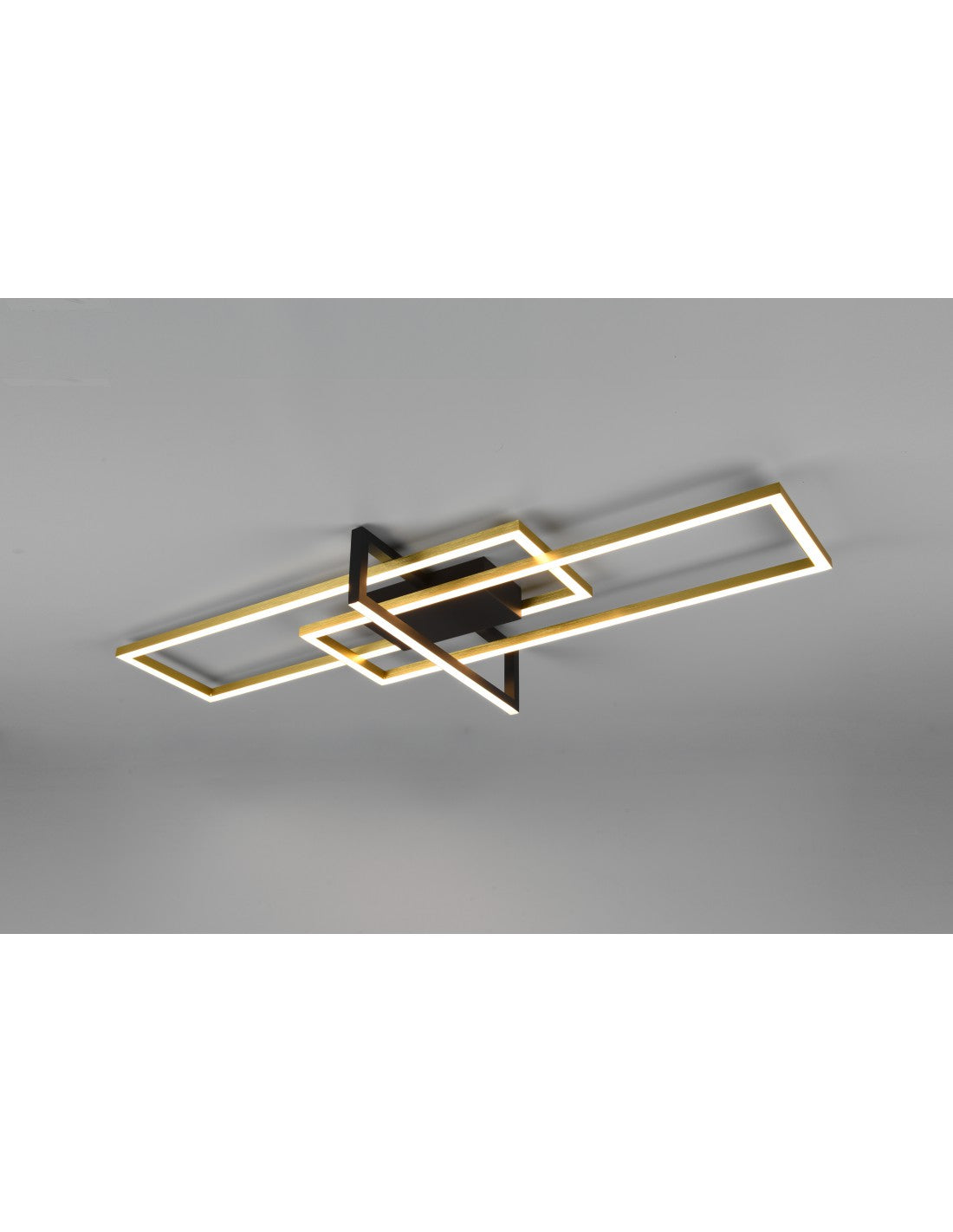 Salinas Plafón 3 LED rectángulos 34w Oro-Negro L100 cm Regulable Trio Lighting